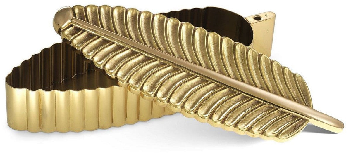 Designer Aufbewahrungsbox Messingfarben 27 x 9 x H. 5 cm - Schmuckschatulle - Luxus Deko Accessoires