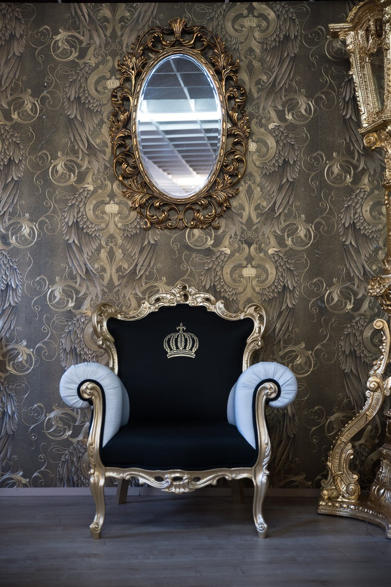 Pompöös by Luxus Barock Sessel Schwarz / Weiß / Gold - Pompööser Barock Sessel designed by Harald Glööckler