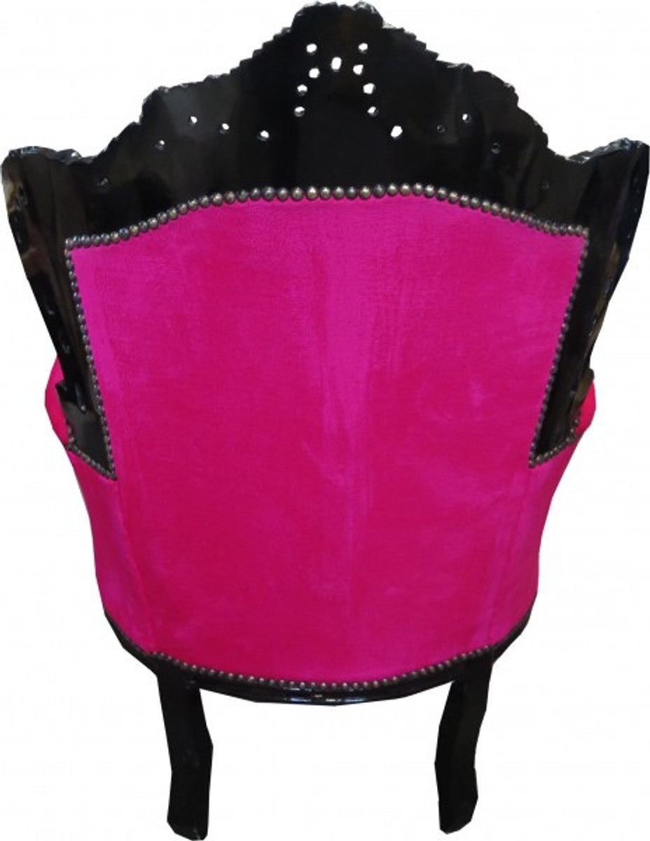 Sessel King Pink / Schwarz mit Bling Bling Glitzersteinen - Barock Kollektion