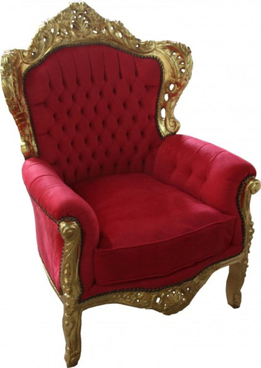 Barock Sessel King Rot / Gold Mod2 - Möbel im Antikstil