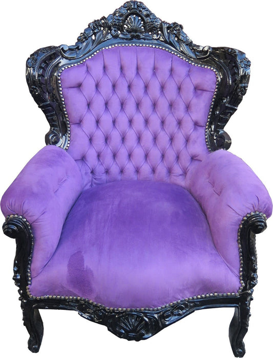Barock Sessel King Lila / Schwarz