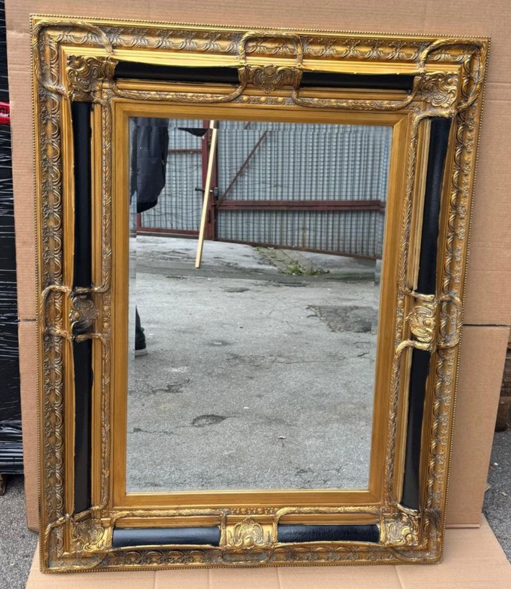 Barock Spiegel Gold / Schwarz H. 130 cm - Barockstil Möbel