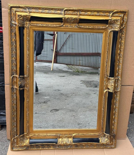 Barock Spiegel Gold / Schwarz H. 130 cm - Barockstil Möbel