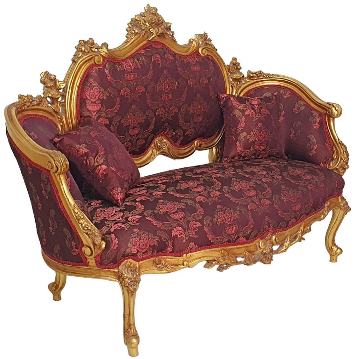 Barock Sofa Lila / Rosa / Gold - Prunkvolles Wohnzimmer Sofa im Barockstil - Wohnzimmer Möbel im Barockstil - Barock Möbel - Barock Einrichtung