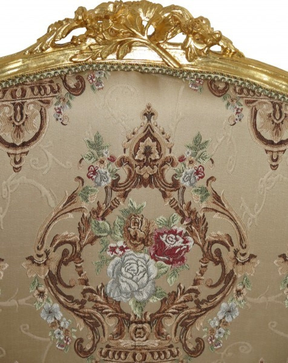 Barock Sofa Creme Muster / Gold - italienischer Stil - Barock Möbel - prunkvoll und ausgefallen!