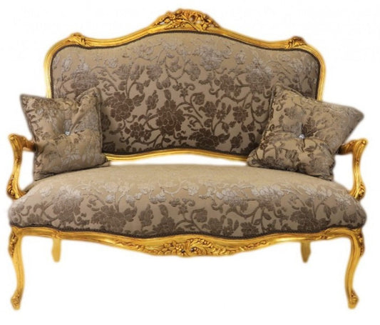 Barock Sofa Grau-Khaki Muster / Gold - italienischer Stil - Barock Möbel