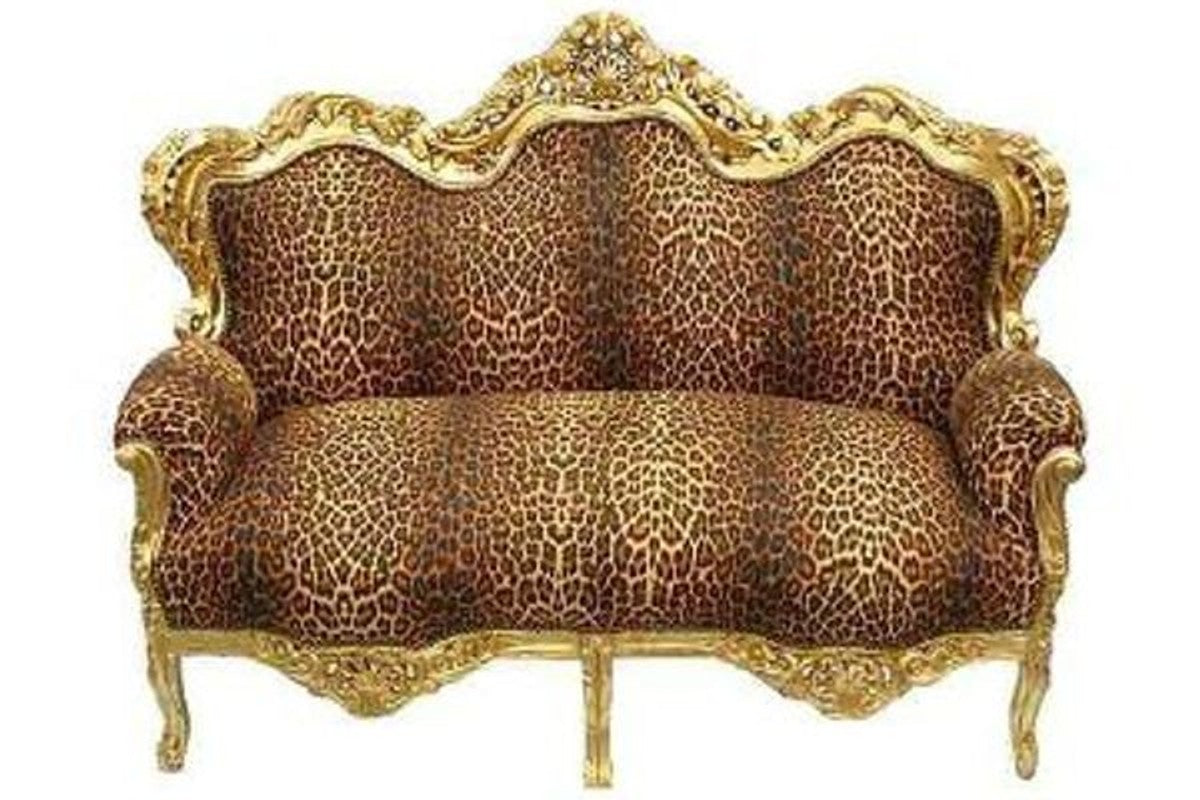 Barock Sofa Garnitur Master Leopard / Gold - Barock Möbel