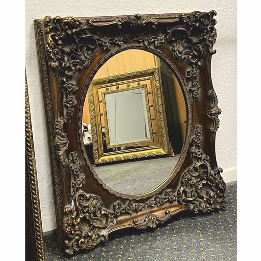 Barock Spiegel Antik Gold / Grau H. 88 cm - Barockstil Möbel