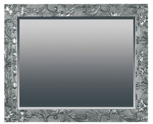 Barock Spiegel Silber 110 x H. 90 cm - Rechteckiger Wandspiegel im Barockstil - Prunkvoller Antik Stil Garderoben Spiegel - Barock Interior - Handgefertigte Barock Möbel