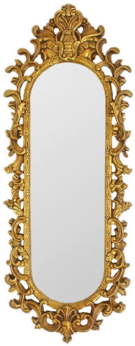 Barock Spiegel Gold 40 x H. 130 cm - Prunkvoller Wandspiegel im Barockstil - Antik Stil Garderoben Spiegel - Wohnzimmer Spiegel - Barock Möbel