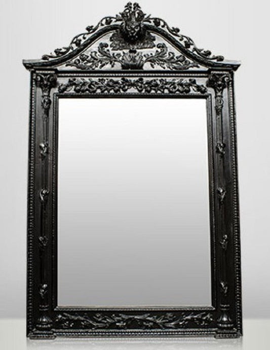 Barock Spiegel Schwarz - Barockstil Spiegel mit eleganten Verzierungen - Riesiger Barockstil Wandspiegel - Barock Garderoben Spiegel - Barock Möbel - Möbel Barockstil