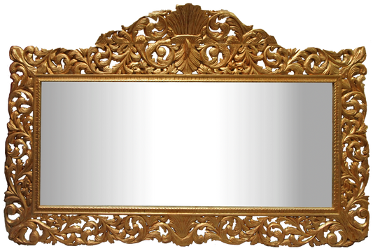 Barock Wandspiegel Gold 290 x H. 160 cm - Handgeschnitzter Garderoben Spiegel - Barock Möbel