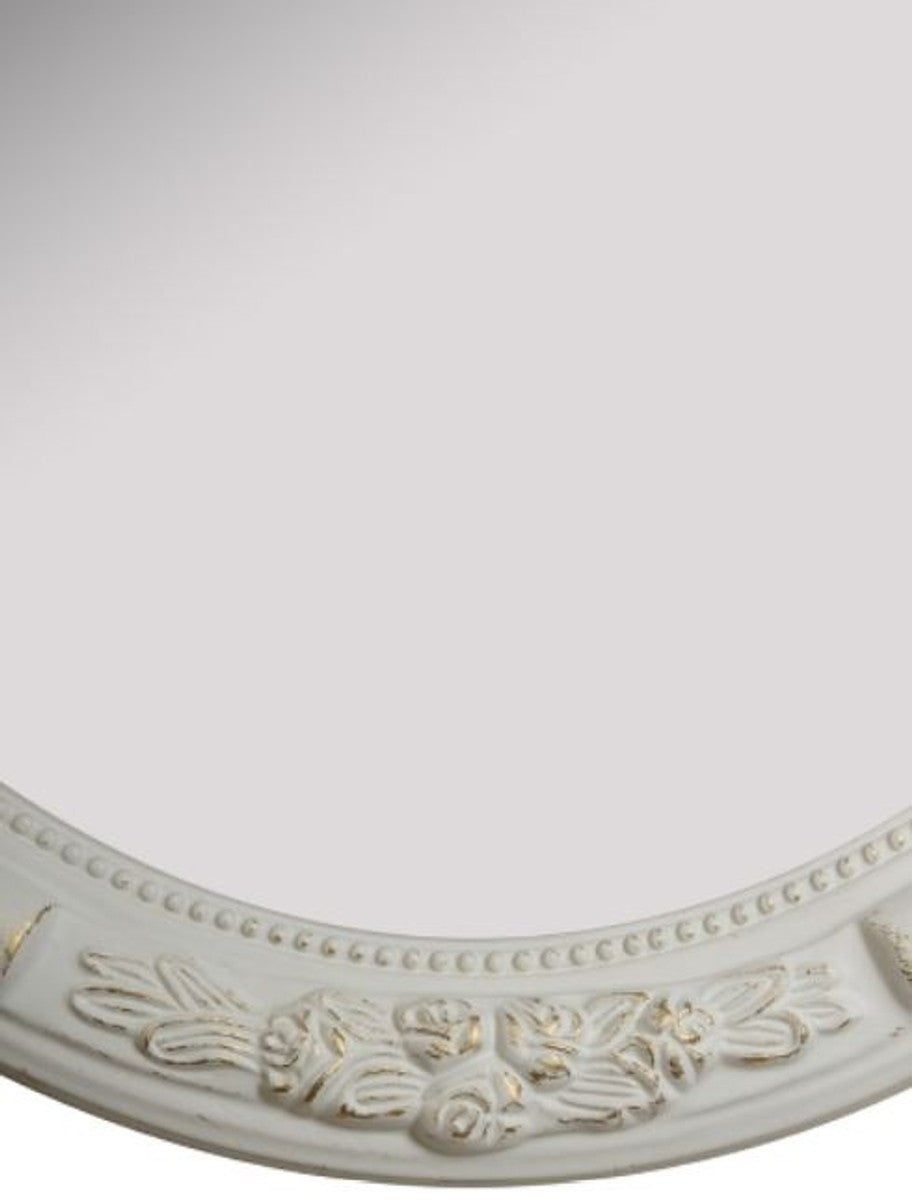 Barock Spiegel Weiß 57 x H. 77 cm - Ovaler Barock Wandspiegel mit Holzrahmen