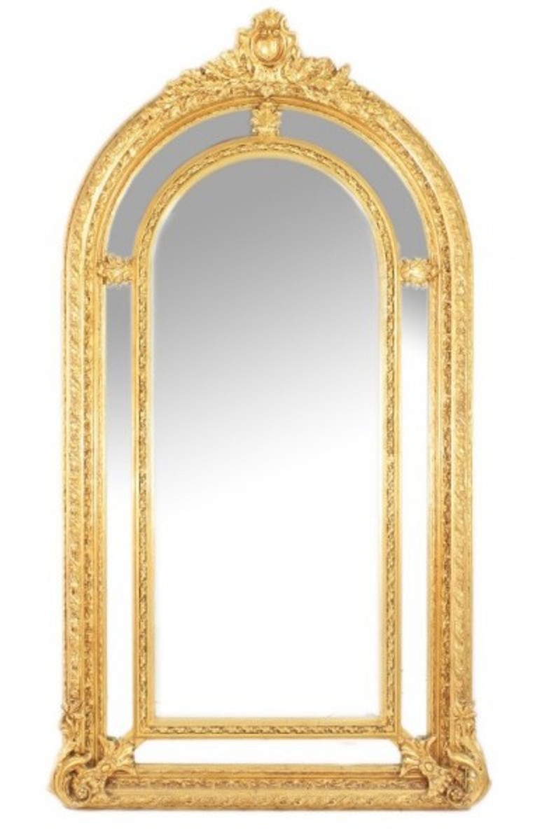 Riesiger Luxus Barock Wandspiegel Gold Versailles 210 x 115 cm - Massiv und Schwer - Goldener Spiegel