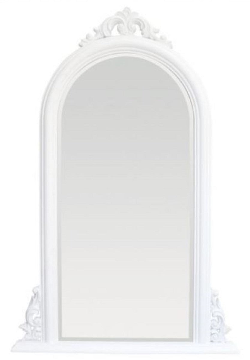 Barock Spiegel Weiß - Handgefertigter Wandspiegel im Barockstil - 86 x 130 cm Barock Wohnzimmer Spiegel - Barock Garderoben Spiegel - Barock Deko Accessoires