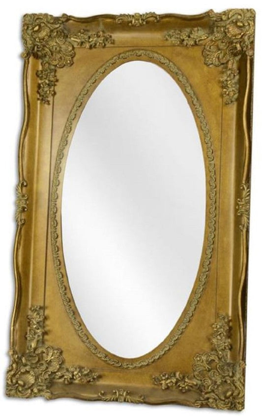 Barock Spiegel Gold 94 x H. 154,5 cm - Prunkvoller ovaler Wandspiegel im Barockstil