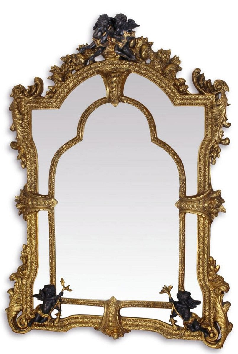 Barock Spiegel Gold / Schwarz 101 x H. 138,5 cm - Prunkvoller Wandspiegel im Barockstil