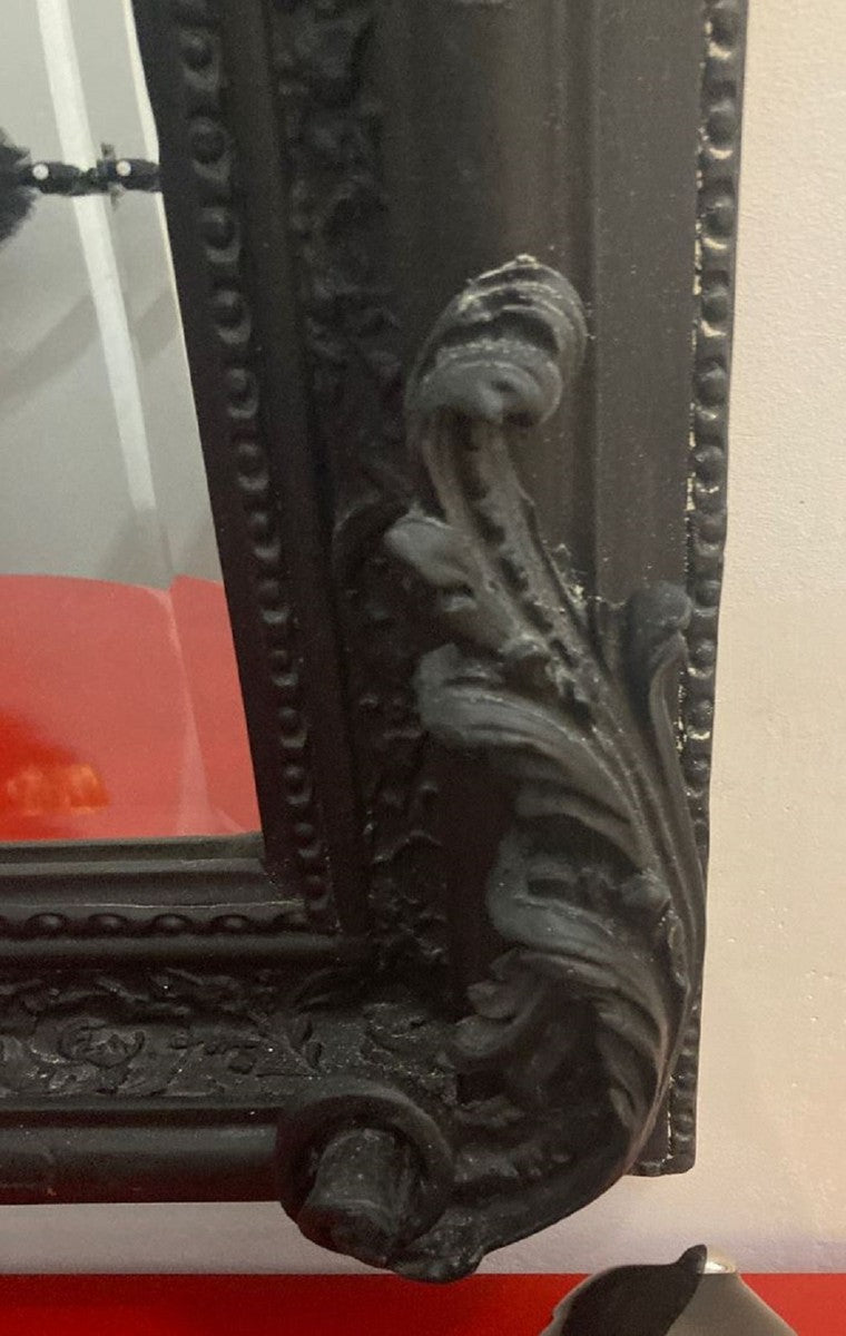 Barock Spiegel Schwarz - Prunkvoller Wandspiegel mit eleganten Verzierungen - Barockstil Wandspiegel - Barock Garderoben Spiegel - Barock Möbel - Edel & Prunkvoll