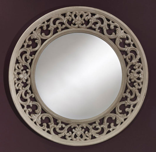 Barock Spiegel Greige Ø 100 cm - Antik Stil Wandspiegel