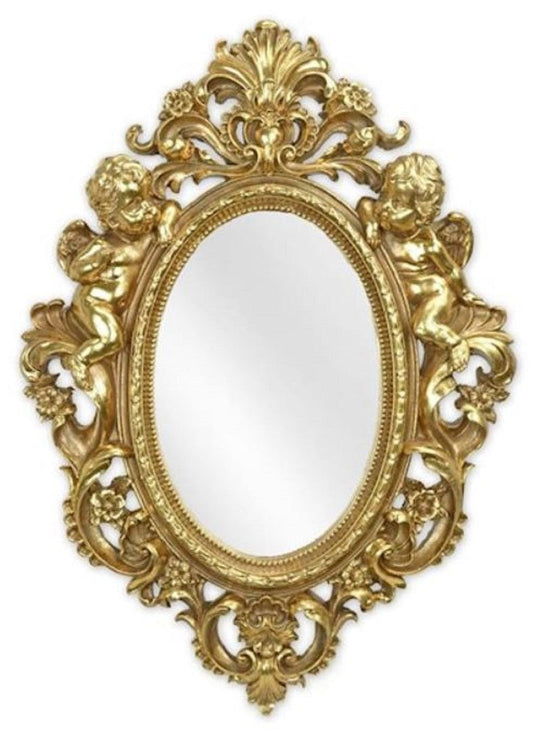 Barock Spiegel Gold 35,1 x H. 48,8 cm - Antik Stil Wandspiegel - Wohnzimmer Spiegel - Garderoben Spiegel - Barock Möbel