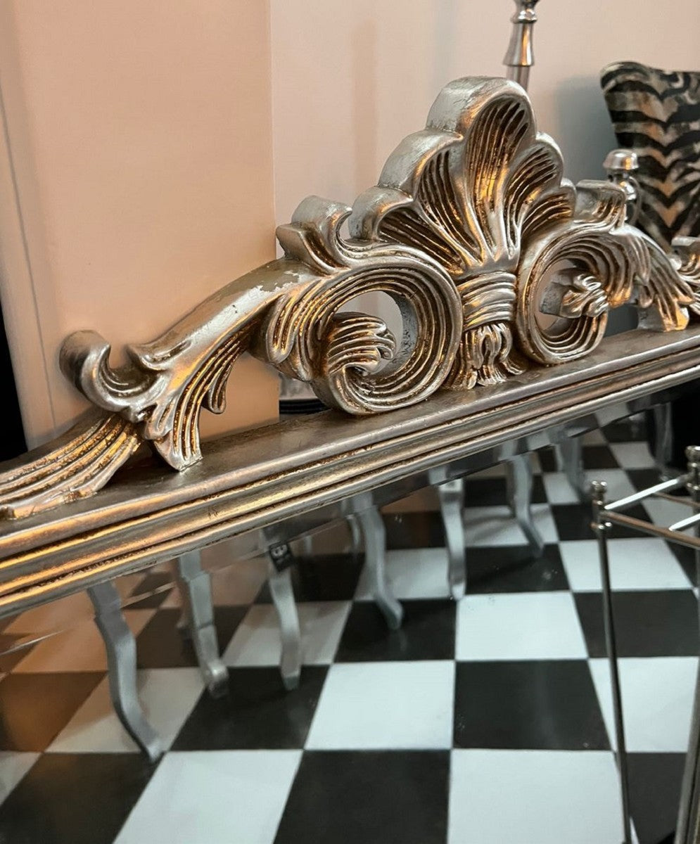 Barock Spiegel Silber - Handgefertigter Wandspiegel mit eleganten Verzierungen - Prunkvoller Barockstil Wandspiegel - Barock Garderoben Spiegel - Barock Möbel - Edel & Prunkvoll