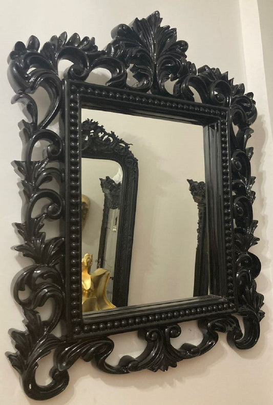 Barock Spiegel Schwarz - Prunkvoller Wandspiegel mit eleganten Verzierungen - Barock Garderoben Spiegel - Barockstil Wandspiegel - Barock Möbel - Edel & Prunkvoll