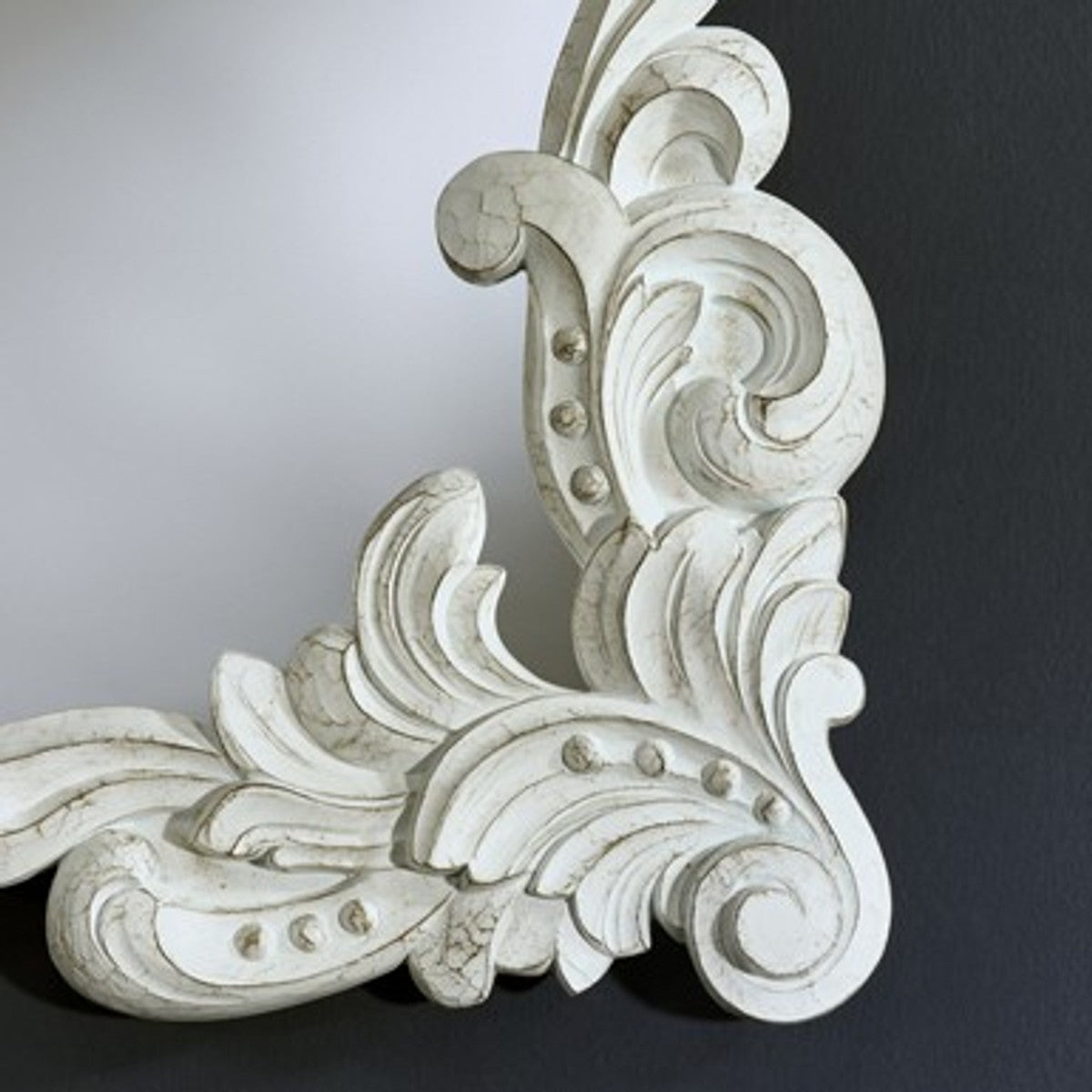 Barock Wandspiegel Antik Stil Weiß 92 x 110 cm - Barocker Spiegel Antikweiß