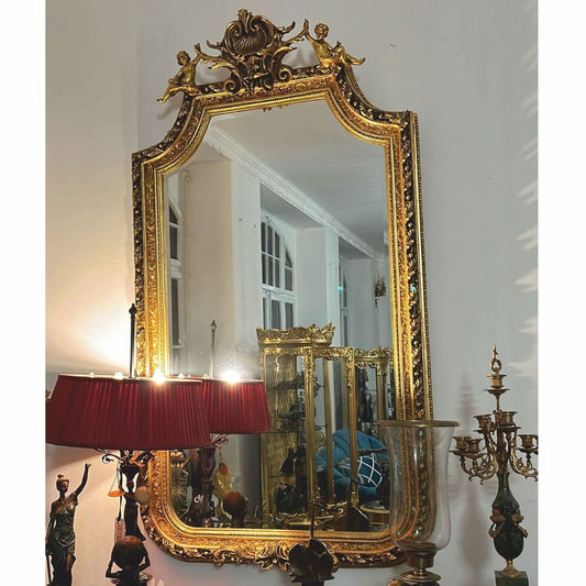 Barock Spiegel mit Engelsfiguren Gold H. 175 cm - Möbel im Barockstil