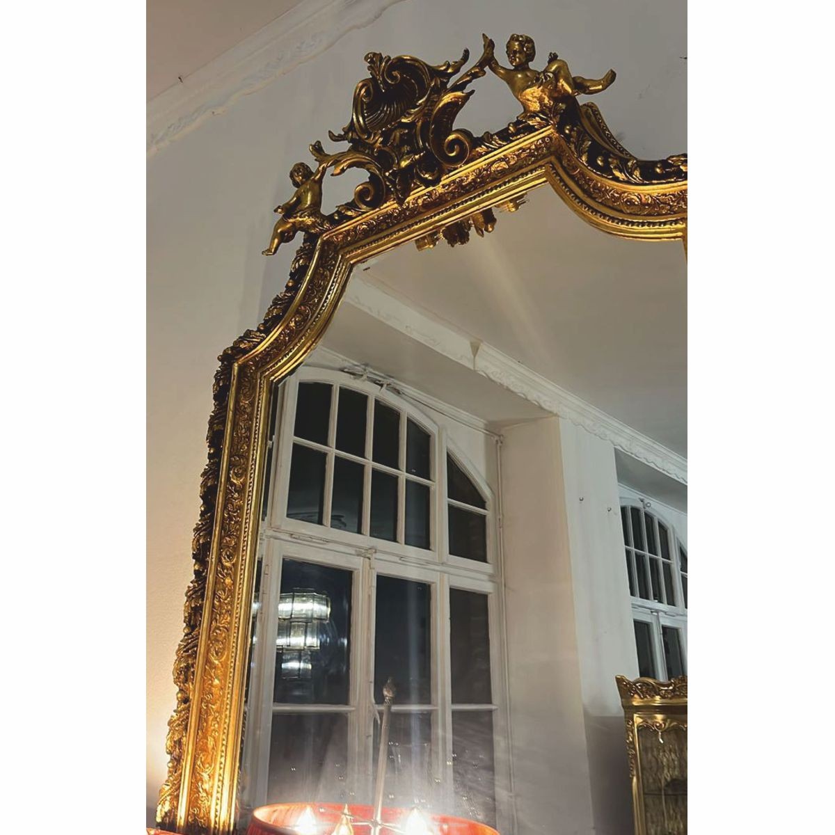 Barock Spiegel mit Engelsfiguren Gold H. 175 cm - Möbel im Barockstil