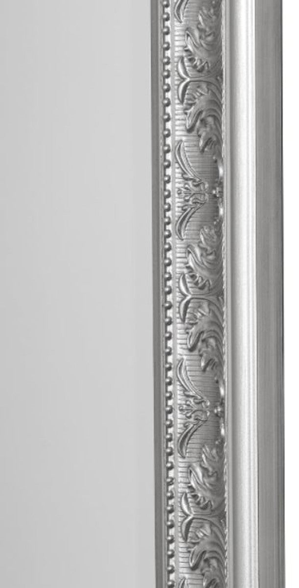 Barock Standspiegel / Wandspiegel Silber 45 x H. 180 cm - Handgefertigter Spiegel mit Holzrahmen & wunderschönen Verzierungen