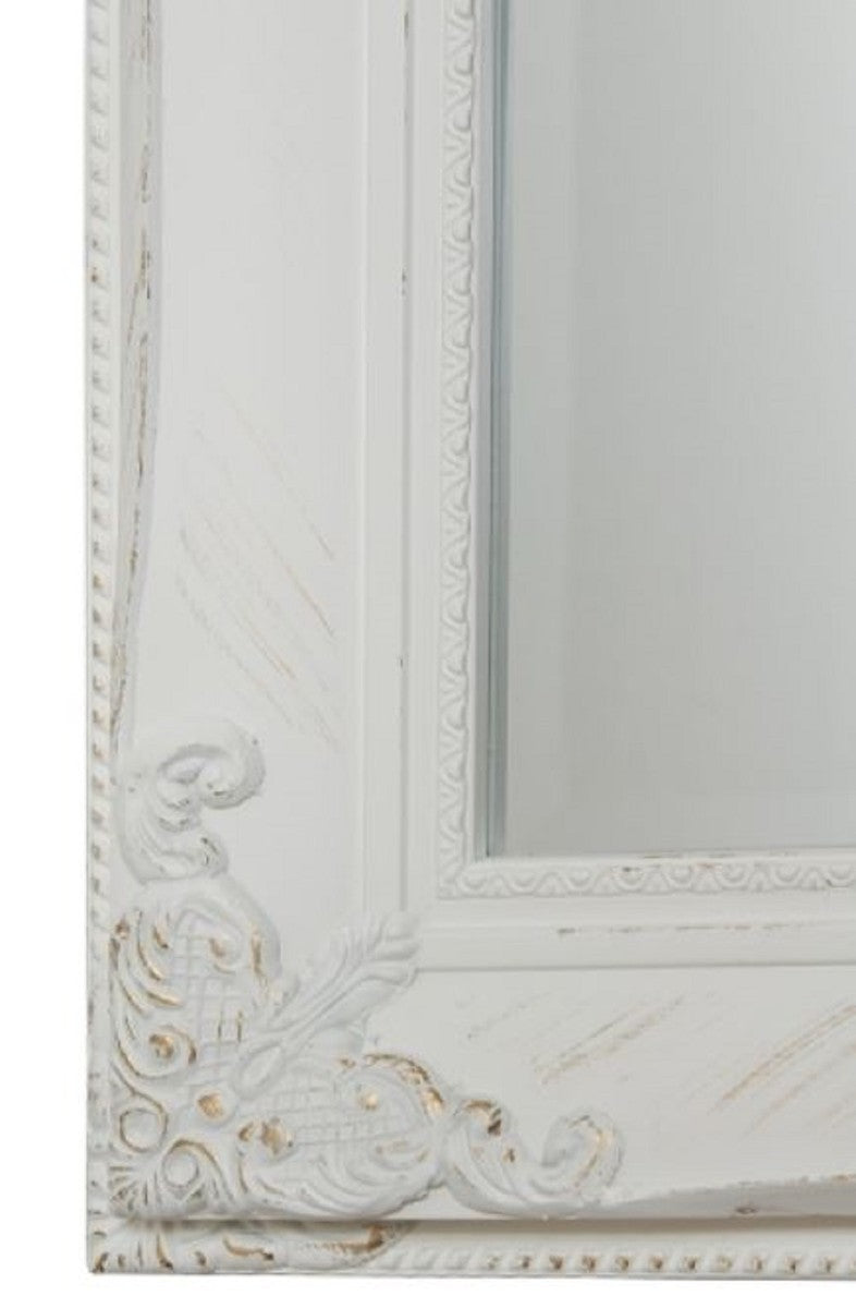 Barock Standspiegel Weiß / Gold 50 x H. 180 cm - Handgefertigter Spiegel mit Holzrahmen & wunderschönen Verzierungen