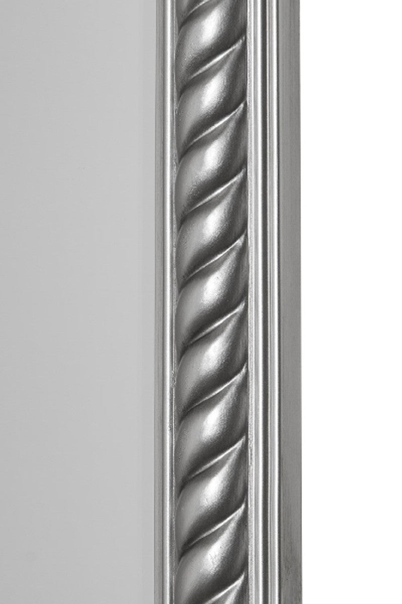 Barock Standspiegel Silber mit wunderschönem antik-silbernem Kordelrahmen H. 180 cm - Handgefertigt
