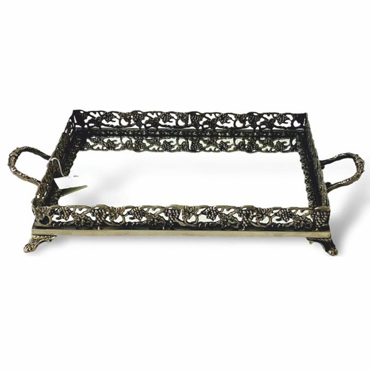 Barock Tablett Antik Messing 45 cm - Barockstil Gastronomie Accessoires