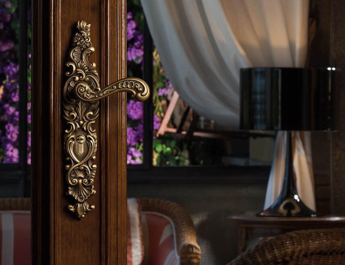 Barock Türklinken Set Messing Patiniert 14,5 x H. 35 cm - Barockmöbel