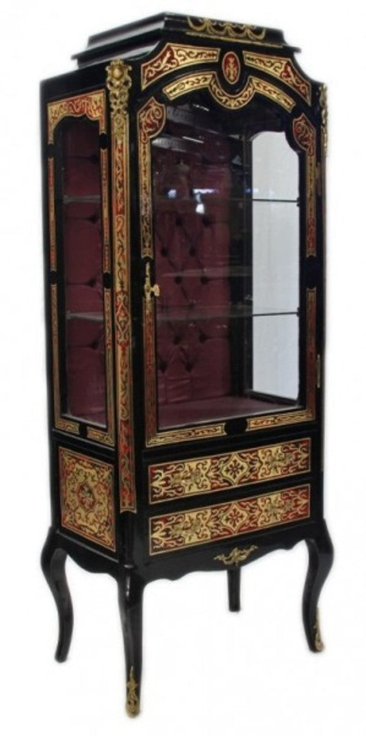 Barock Boulle Vitrine - Handgefertigt aus Massivholz - Barock Vitrinenschrank