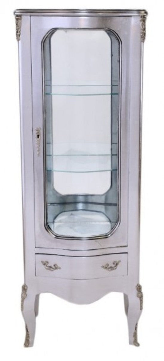 Barock Vitrine Silber 130 cm - Vitrinenschrank - Wohnzimmerschrank
