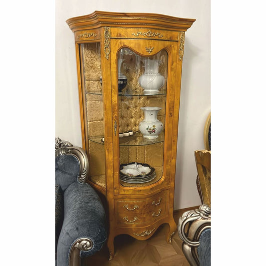 Barock Vitrine Vogelaugenahorn / Gold / Messing H. 175 cm - 1B Ware
