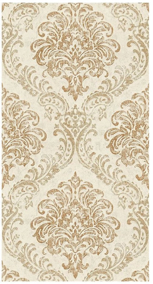 Barock Vliestapete Creme / Gold Metallic