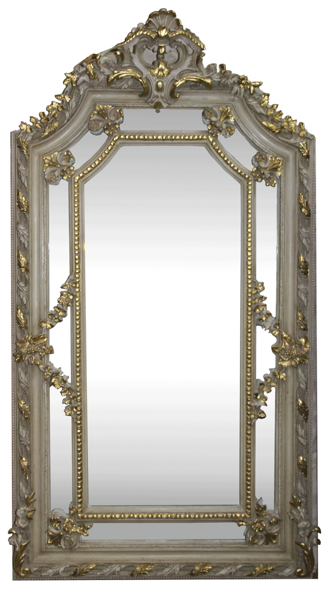 Barock Wandspiegel Creme Antik Stil / Gold 115 x H. 215 cm - Prunkvoller Barock Spiegel mit wunderschönen Verzierungen - Möbel im Barockstil