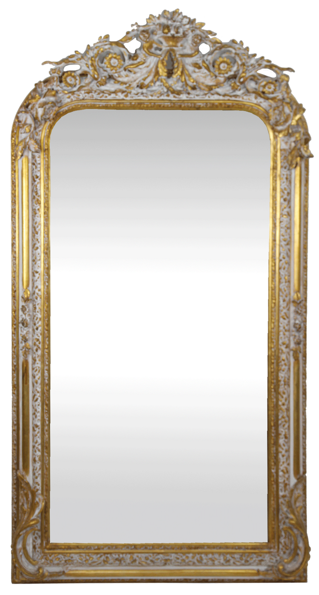 Barock Wandspiegel Gold / Weiß 85 x H. 160 cm - Barock Spiegel mit wunderschönen Verzierungen - Barock Möbel