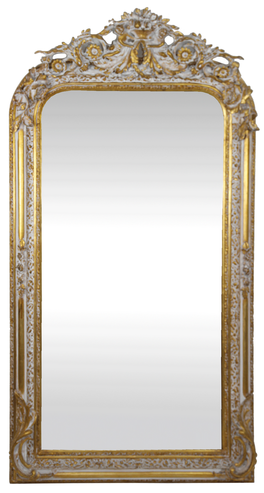 Barock Wandspiegel Gold / Weiß 85 x H. 160 cm - Barock Spiegel mit wunderschönen Verzierungen - Barock Möbel