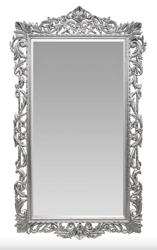 Barock Wandspiegel Silber 115 x H. 202 cm - Barockstil Spiegel Antik Stil Möbel