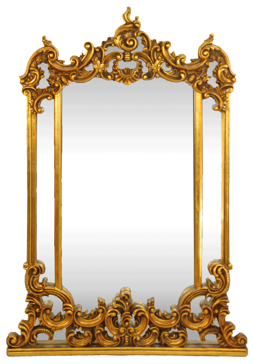 Barock Wandspiegel Gold 90 x H. 125 cm - Handgefertigter Spiegel mit prunkvollen Verzierungen - Möbel im Barockstil