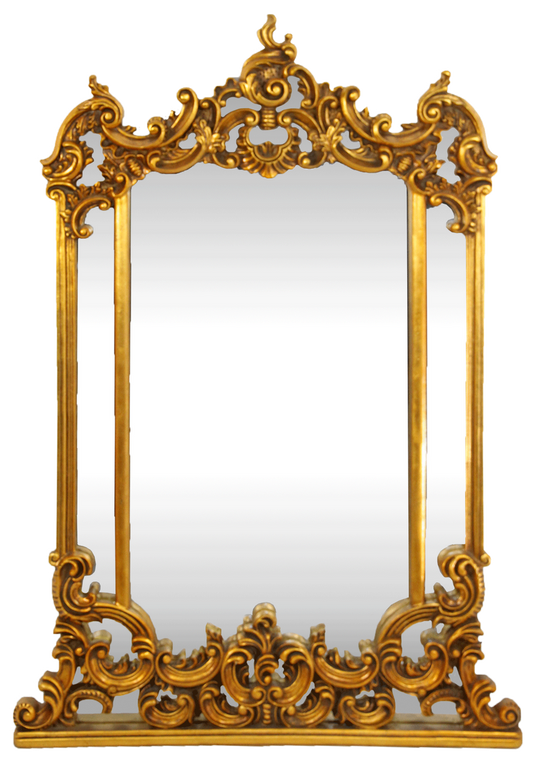 Barock Wandspiegel Gold 90 x H. 125 cm - Handgefertigter Spiegel mit prunkvollen Verzierungen - Möbel im Barockstil