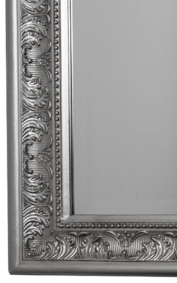 Barock Wandspiegel Silber 62 x H. 187 cm - Handgefertigter Spiegel im Barockstil