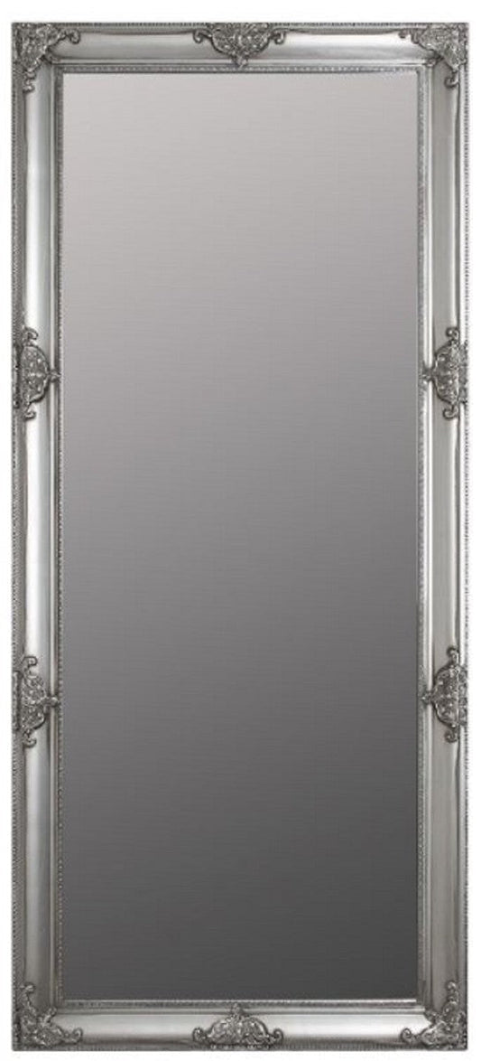 Barock Wandspiegel Silber 72 x H. 162 cm - Handgefertigter Barock Spiegel mit Holzrahmen und wunderschönen Verzierungen