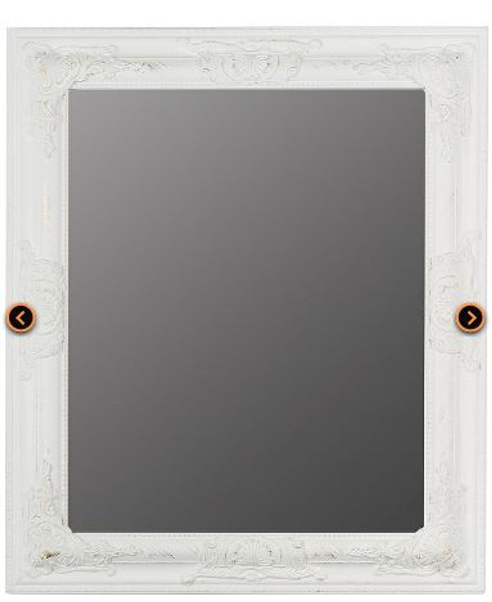 Barock Wandspiegel Weiss Höhe 62 cm, Breite 52 cm - Edel & Prunkvoll - Vintagelook - Handgefertigt