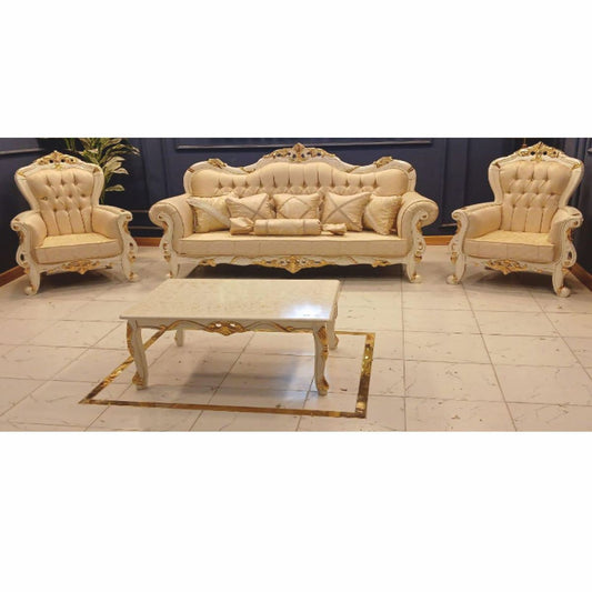 Barock Wohnzimmer Möbel Set Beige / Weiß / Gold - Barockstil Möbel