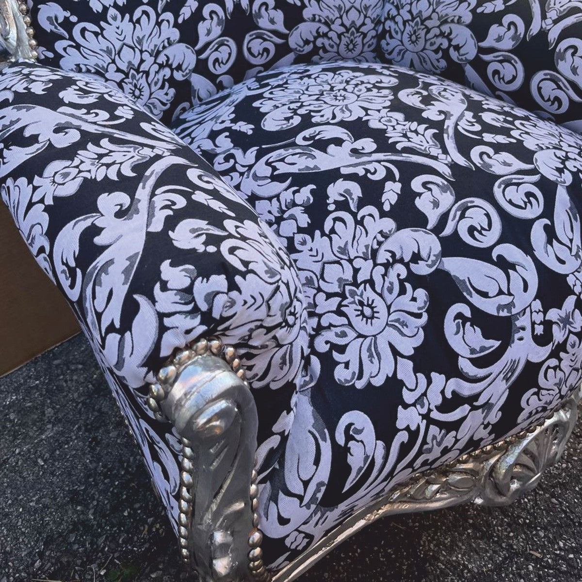 Barock Wohnzimmer Sessel Schwarz / Weiß / Silber - Prunkvolle Barock Möbel
