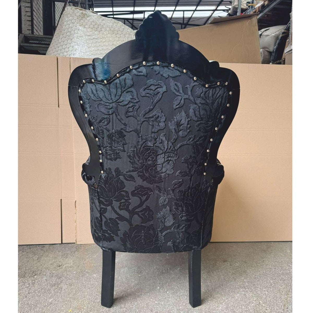 Pompöös by Luxus Barock Sessel Grau / Schwarz / Silber - designed by Harald Glööckler